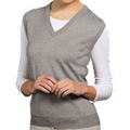 Ladies Acrylic V-Neck Sleeveless Pullover Vest - Gray